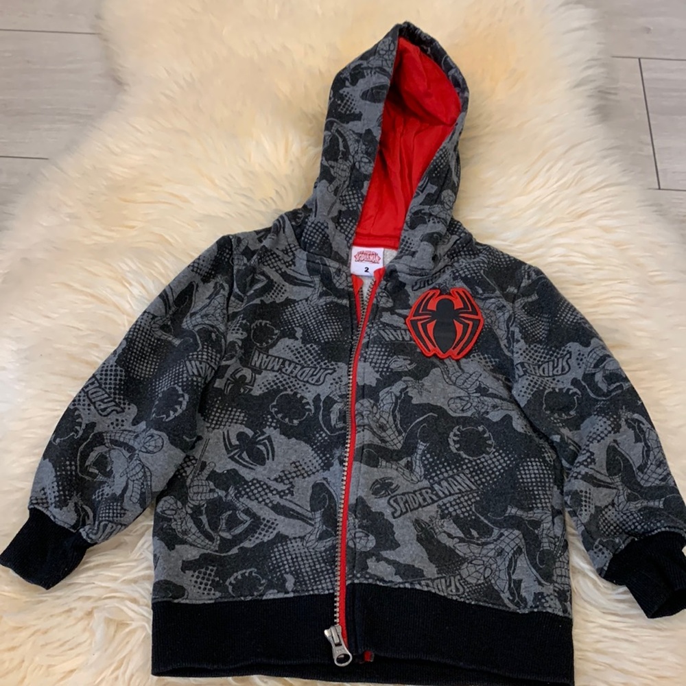 Spiderman Hoodie with Front Zipper in 2T Black/Red